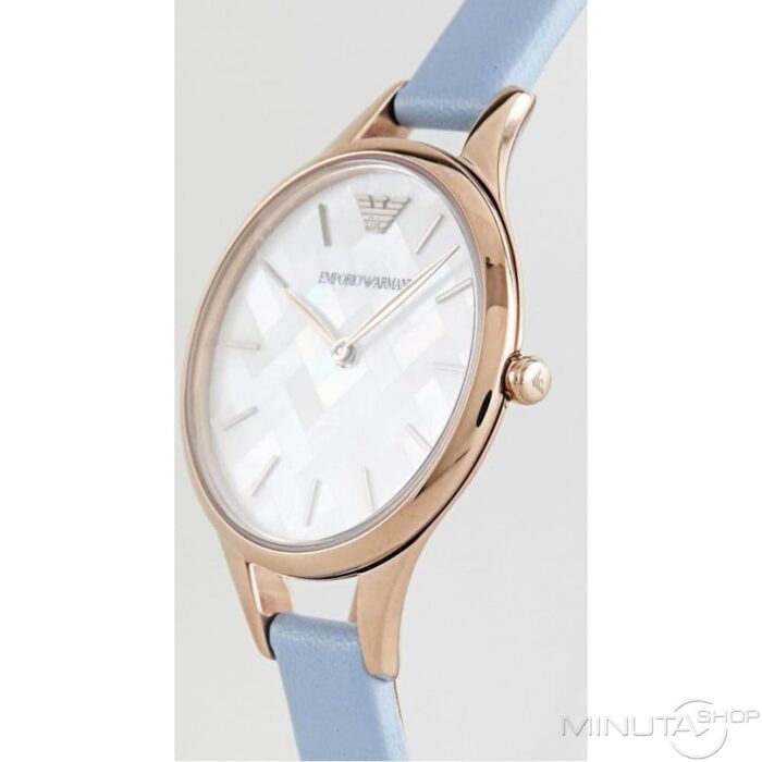 Emporio Armani Aurora Quartz Mother of Pearl White Dial Blue Leather Strap Watch For Women - AR11109 - Image 3
